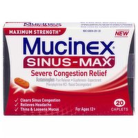 Mucinex Sinus Max Severe Congestion Tablets, 20 Each