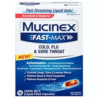 Mucinex Fm Liq Gel Cold Flu, 16 Each