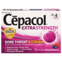 Cepacol Sore Throat & Cough, Extra Strength, Lozenges, Mixed Berry, 16 Each