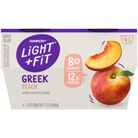 Light + Fit Nonfat Greek Yogurt, Peach (Pack of 4), 21.2 Ounce