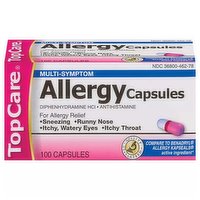 Top Care Allergy Relief Caplets, Antihistamine, 25mg, 100 Each