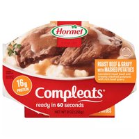 Hormel Compleats Roast Beef & Gravy with Mashed Potatoes, 9 Oz, 9 Ounce