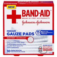 Band-Aid Gauze Pads, 3"x3", 10 Each