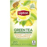 Lipton Decaf Green Tea, Honey Lemon Chamomile, 20 Each