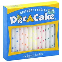 Dec-A-Cake Dripless Birthday Candles, Polka Dot, 24 Each
