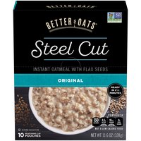 Better Oats Steel Cut Instant Oatmeal with Flax Seeds, 11.6 Ounce