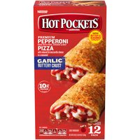 Hot Pockets Pepperoni Pizza Garlic Buttery Crust Sandwiches, 12 Each