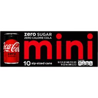 Coca Cola Zero Sugar Mini, Cans (Pack of 10), 75 Ounce