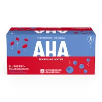 Aha! Blueberry Pomegranate Sparkling Water, Cans (Pack of 8), 96 Ounce