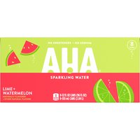 Aha! Lime Watermelon Sparkling Water, Cans (Pack of 8), 96 Ounce