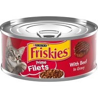 Friskies Cat Food, Prime Filets with Beef, 5.5 Ounce