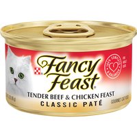 Purina Fancy Feast Grain Free Pate Wet Cat Food, Tender Beef & Chicken Feast, 3 Ounce