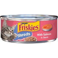 Friskies Wet Cat Food, Shreds with Salmon In Sauce, 5.5 Ounce