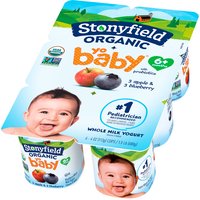 Stonyfield Organic YoBaby Whole Milk Yogurt, Apple & Blueberry, Variety Pack (Pack of 6), 24 Ounce