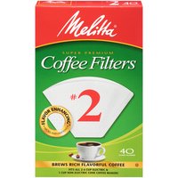 Melitta White Paper Cone Coffee Filters, #2 Size, 40 Each