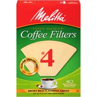 Melitta Super Premium Natural Brown Cone Coffee Filters, Size #4, 40 Each