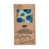Maika`i Reusable Beeswax Food Wrap, Shells, 3 Each