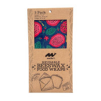 Maika`i Reusable Beeswax Food Wrap, Dragon Fruit, 3 Each