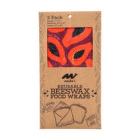 Maika`i Reusable Beeswax Food Wrap, Papaya, 3 Each