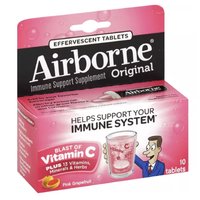 Airborne Immune Support Supplement, Effervescent Tablets, Pink Grapefruit, 10 Each