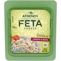 Athenos Feta Cheese Crumbles, Tomato & Basil, 4 Ounce