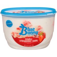 Blue Bunny Premium Ice Cream, Double Strawberry Swirl, 48 Ounce