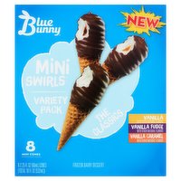 Blue Bunny Mini Swirl Classic Cones, 8 Each