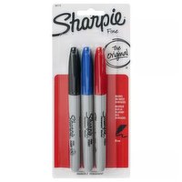 Sharpie Permanent Markera, Fine Point, Assorted, 3 Each