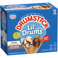 Nestle Drumstick Lil' Drums Variety Pack, Vanilla & Chocolate Snack Size Cones, 12 Each