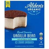 Alden's Organic Ice Cream Sandwiches, Vanilla Bean, 14 Ounce