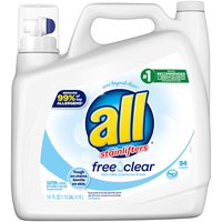 All 2x Liquid Detergent, Free & Clear, 141 Ounce