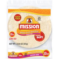 Mission White Corn Tortillas, Super Size, Super Soft, 10.8 Ounce