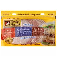 Foster Farms Club Sandwich, Variety Pack, Thin Sliced, 9 Ounce