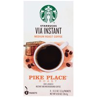 Starbucks Via Instant Medium Roast Coffee, Pike Place, 8 Each