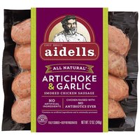 Aidells Chicken Sausage, Artichoke & Garlic Smoked, 12 Ounce