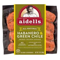 Aidells Chicken Sausage, Smoked, Habanero & Green Chile, 12 Ounce