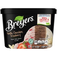 Breyers Ice Cream, Vanilla, Chocolate, Strawberry, 48 Ounce