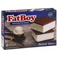 FatBoy Ice Cream Sandwiches, Vanilla, 6 Each