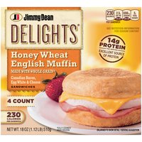 Jimmy Dean Delights English Muffin Sandwiches, Canadian Bacon, Egg White & Cheese , 18 Ounce