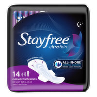 Stayfree Ultra Thin Overnight Pads with Wings, 14 Each