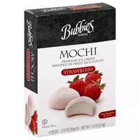 Bubbies Mochi Ice Cream, Strawberry, 6 Each