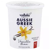 Wallaby Organic Whole Milk Greek Yogurt, Vanilla Bean, 32 Ounce