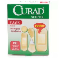 Curad Plastic Adhesive Bandages, Assorted Sizes, 80 Each