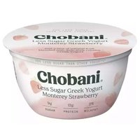 Chobani Less Sugar Greek Yogurt, Monterey Strawberry, 5.3 Ounce