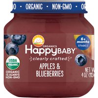 Happy Baby Organic Baby Food, Apples & Blueberries, Stage 2, 4 Ounce