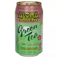 Aloha Maid Green Tea with Ginseng, Cans (Pack of 6), 69 Ounce