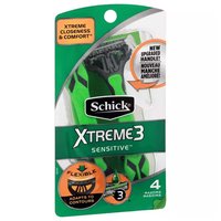 Schick Xtreme3 Razors, Sensitive, Aloe, 1 Each