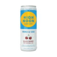 High Noon Hard Seltzer Vodka & Soda, Black Cherry, 355 Millilitre