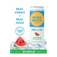 High Noon Vodka, Watermelon, Cans (4-Pack), 1420 Millilitre