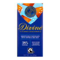 Divine 38% Cocoa Smooth Milk Chocolate with Toffee & Sea Salt, 3 Ounce